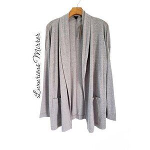 J.Crew Womens Open Front Cardigan Sweater Gray Heathered Pockets XL New